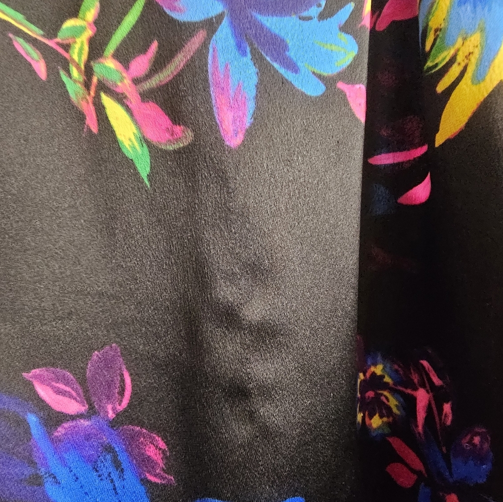 Bar III womens xl floral short sleeve blouse top shirt blue black pink - Picture 3 of 11